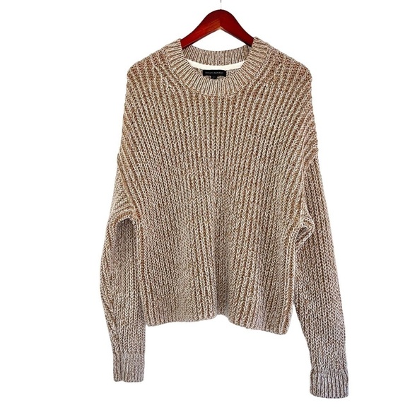 Banana Republic oversized ribbed knit sweater chunky latte brown womens small - Picture 1 of 11